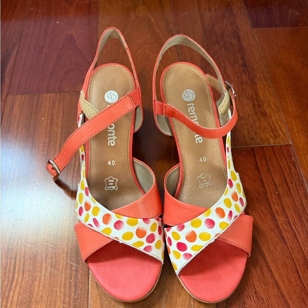 Remonte Red and Yellow Sandals with Strappy Design